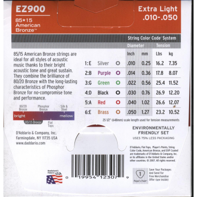 Струны D`Addario EJ16 PHOSPHOR BRONZE Струны для акустической гитары фосфорная бронза Light 12-53